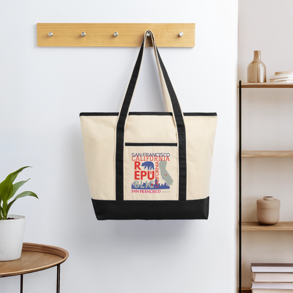 Large Canvas Deluxe Tote - Natural/Black