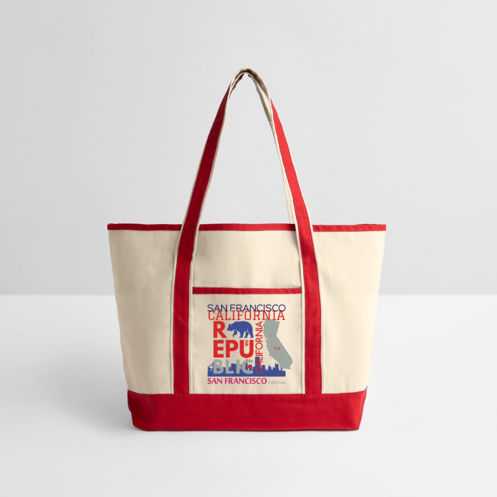 Large Canvas Deluxe Tote - Natural/Classic Red