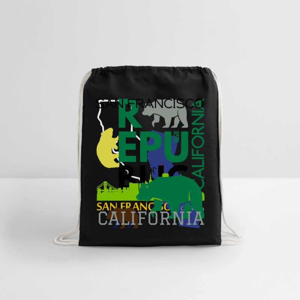 Cotton Drawstring Bag - black