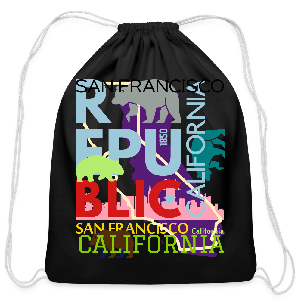 Cotton Drawstring Bag - black