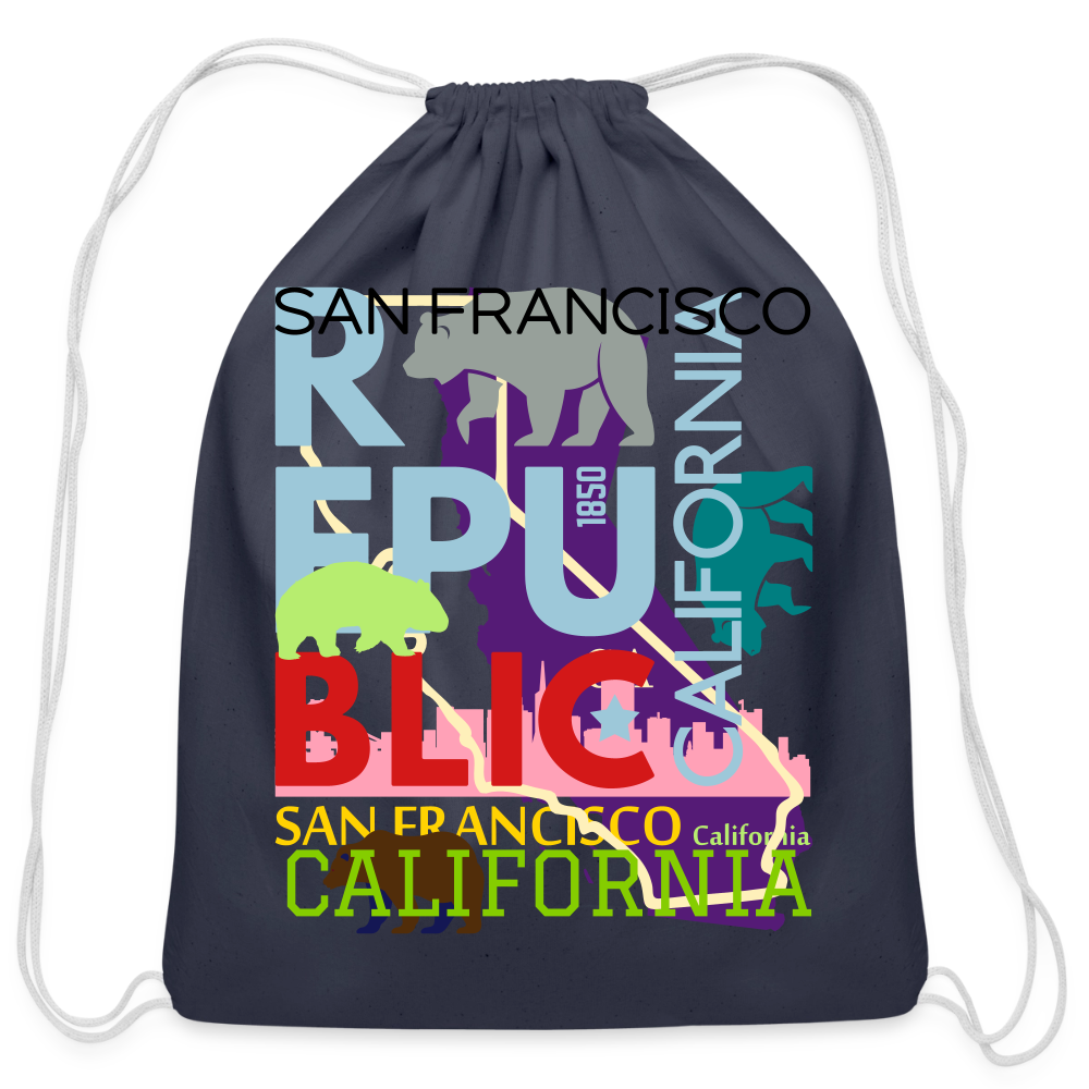 Cotton Drawstring Bag - navy
