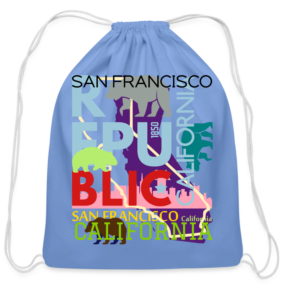 Cotton Drawstring Bag - carolina blue