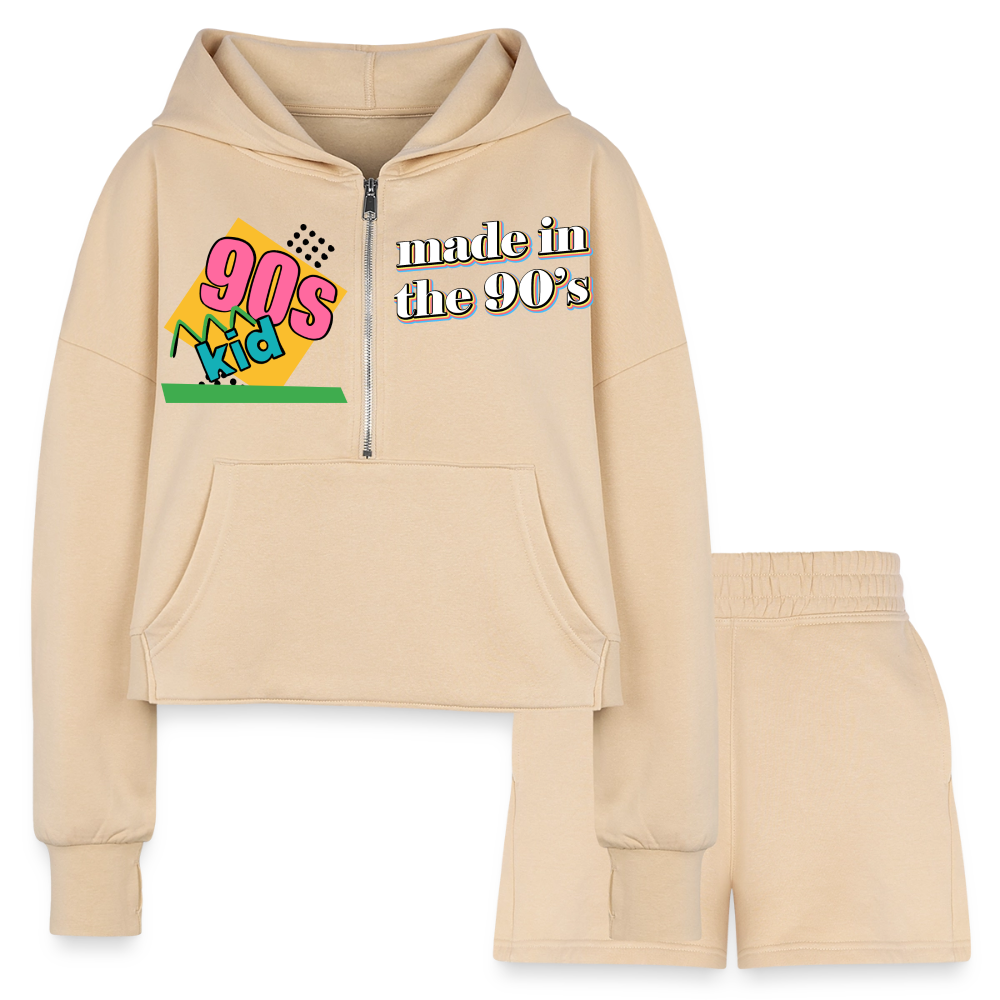 Women’s Cropped Hoodie & Jogger Short Set - nude