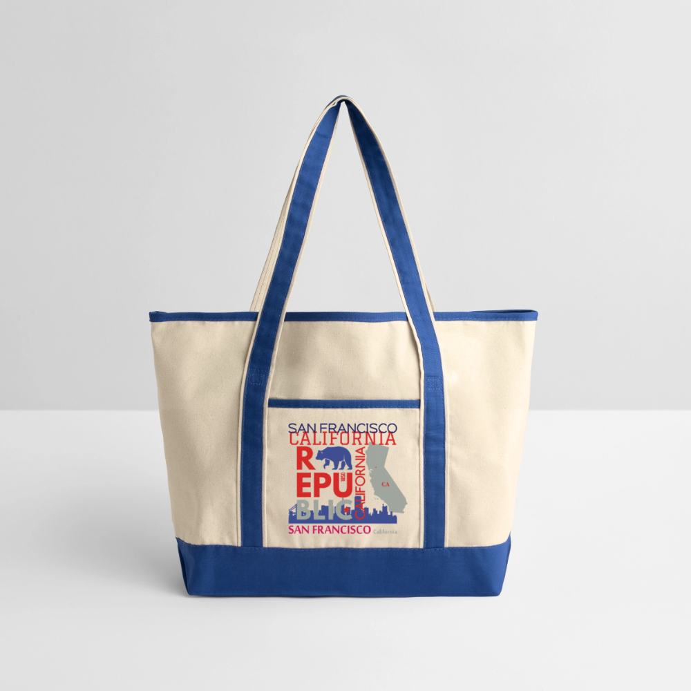 Large Canvas Deluxe Tote - natural/royal